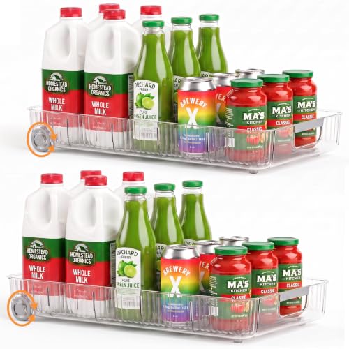 Pull Out Fridge Organizer Bins with Wheels, 8 Dividers, 2-Pack - Image 2
