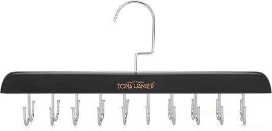 TOPIA HANGER Bra Hanger for Closet, Tank Top Hangers 20 Hooks Capacity Foldable Wood Space Saving Hangers Closet Organizer for Tank Top, Bra, Scarf, Belt, Tie etc - CT46B