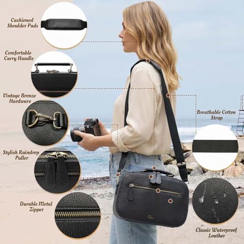 Camera Sling Bag, Waterproof PU Leather Crossbody Camere Bag - Image 5