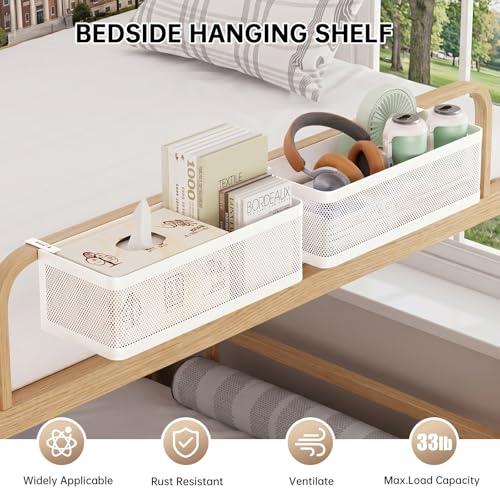 Hanging Metal Bedside Caddy, Adjustable Shelf for Bunk & - Image 3