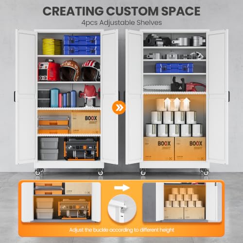 71" Tall Wheeled Garage Storage Cabinet, Rolling Metal - Image 5