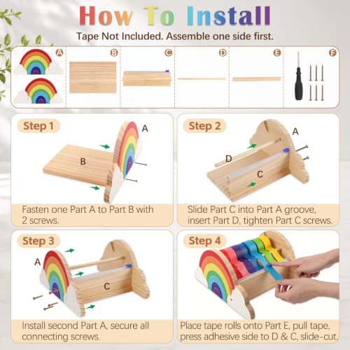 Wooden Masking Tape Dispenser, Front Bar Holds Tape Ends - Image 7