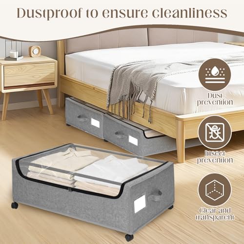 Under Bed Storage with Wheels, 2 Pack Under Bed Storage - Image 6