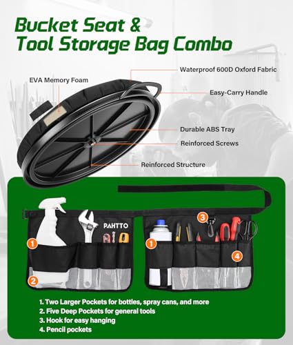 5 Gallon Bucket Seat,Tool Organizer Bag & Bucket Seat Lid - Image 5