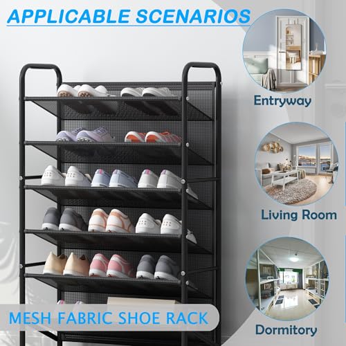 6 Tier Shoe rack for closet Mesh fabric narrow Metal shoe racks - Image 4
