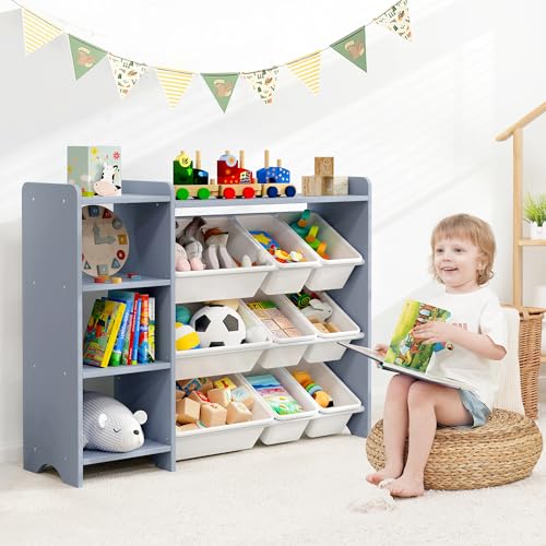 MallBest Kids Toy Storage Organizer with Bins, Solid Pine Wood - Image 3