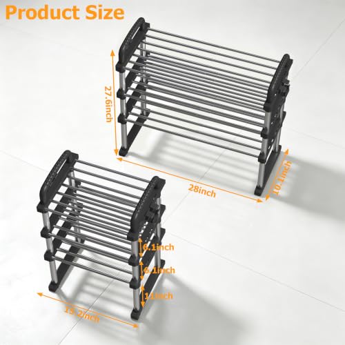 REBECAT Expandable Shoe Rack 3 Tier Stainless Steel Closet - Image 4