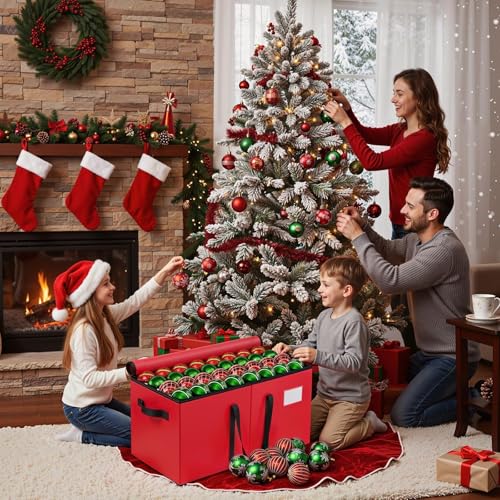 Christmas Ornament Storage Box, 8 Individual Trays with Handles - Image 3
