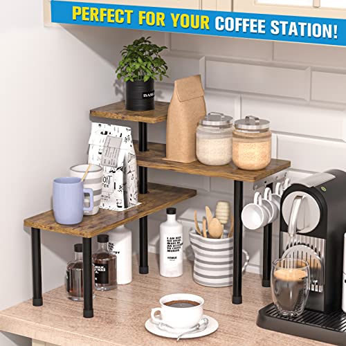JayRex Kitchen Countertop Organizer 3-Tier Corner Shelf, Rustic - Image 4
