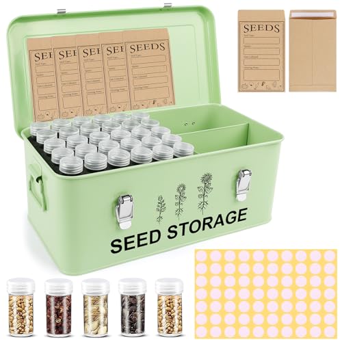 60Slots Seed Storage Organizer, Metal Seed Saving Box Seed - Image 2