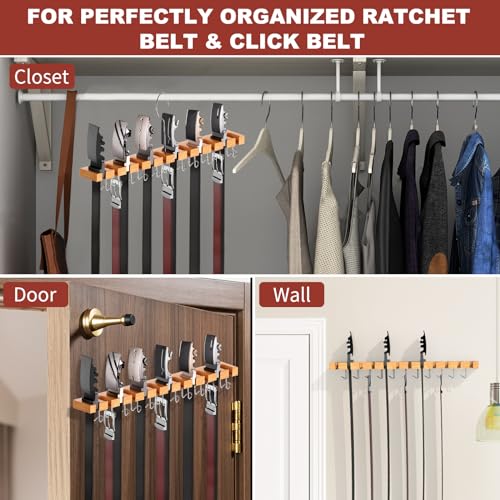 Cuipingoo Belt Hanger for Closet Max 42 Belts, 12+11 Storage (Wood Color) - Image 7