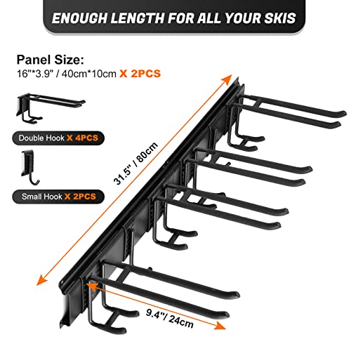 Odoland Ski Rack, Wall Mounted Ski Storage Rack - Image 3