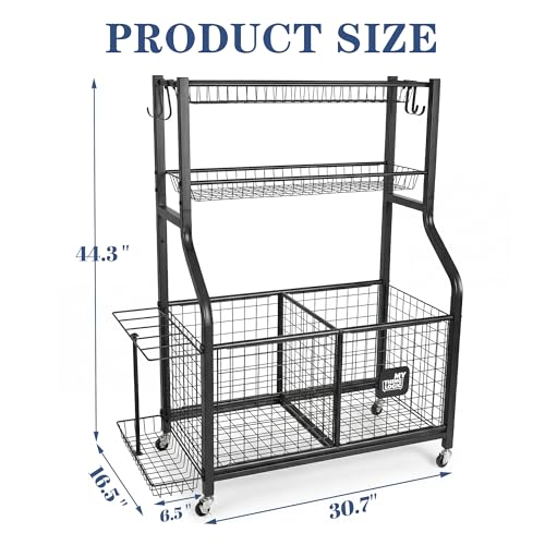 Mythinglogic Rolling Sports Equipment Organizer for Garage - Image 6