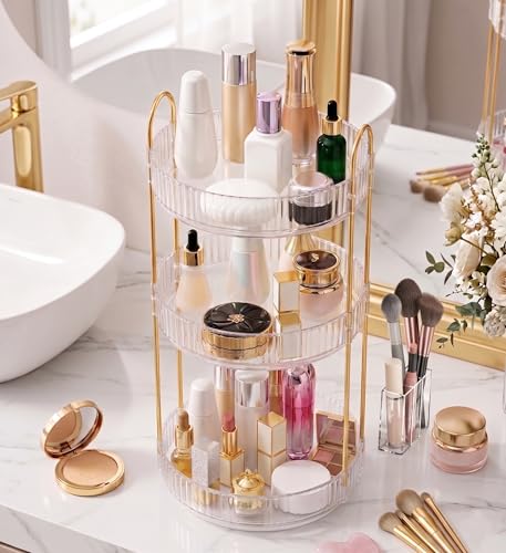 Aveniee 3-Tier 360° Rotating Makeup Organizer, Clear Spinning - Image 5