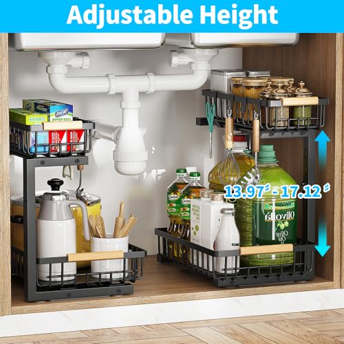 Under Sink Organizer, 2 Tier Metal Under Sink Organizers - Image 4