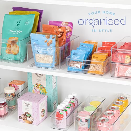Plastic Food Storage 4 Pack Clear Container Bin with Handles - Image 8