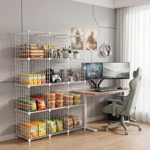 12-Cube Storage Organizer Metal Wire Shelf for Closet - Image 3
