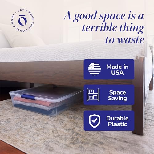 HOMZ Under Bed Clear Plastic Storage Bin w/Lid, 60 Qt - Image 6