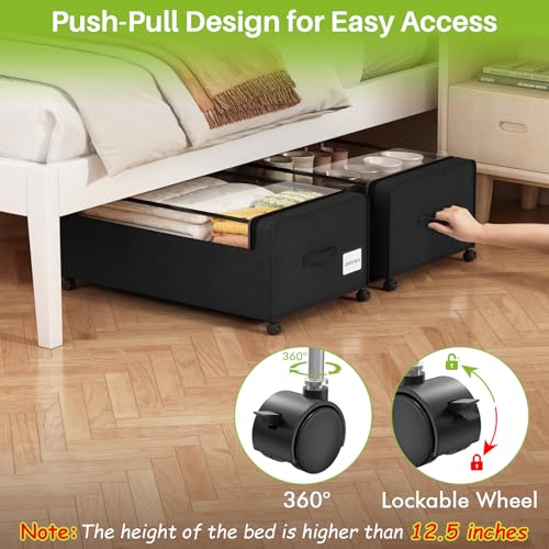 Webetop Under Bed Storage Containers with Wheels, Clear Lid - Image 4