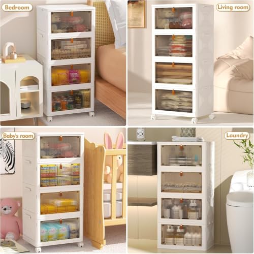 YFXCVSL 4 Tier Plastic Storage Bins with Lid 23.5QT, Stackable - Image 4