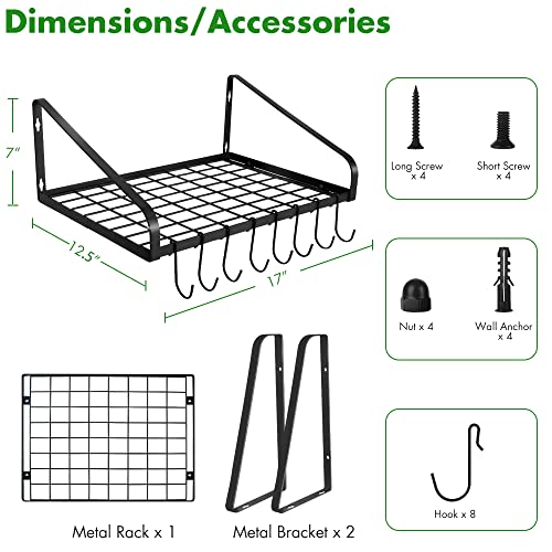 Felibeaco Hanging Pots & Pans Rack Wall Mounted, Pot Hangers - Image 8