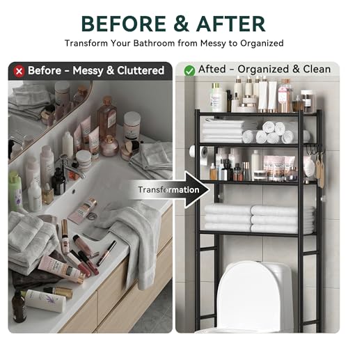 4-Tier Over The Toilet Storage Shelves, Black - Image 6