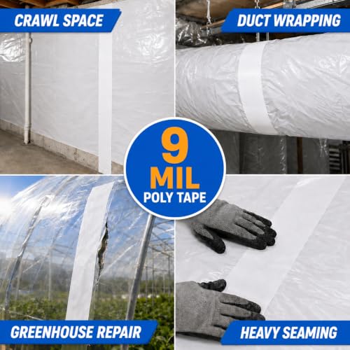 9 Mil Vapor Barrier Tape 4 Inch x 180 Ft Waterproof House Wrap - Image 5