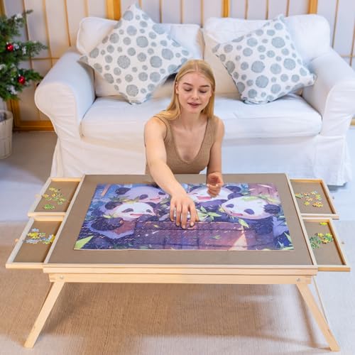 1000 Pieces Puzzle Board with 4 Drawers, Protective Cover - Image 2