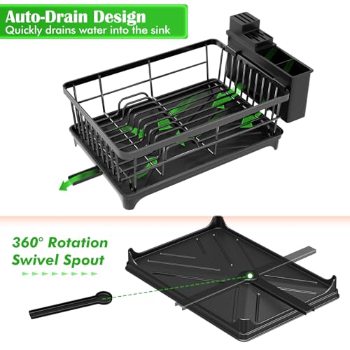 Kmiectse Dish Drying Rack for Small Kitchen Counter with Utensil - Image 6