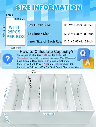 4-PACK 5 Row Trading Card Storage Box for 5000ct TCG / - Image 6