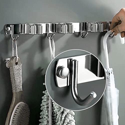 Stainless Steel Broom Holder Bathroom Storage Wall Mount - Image 8