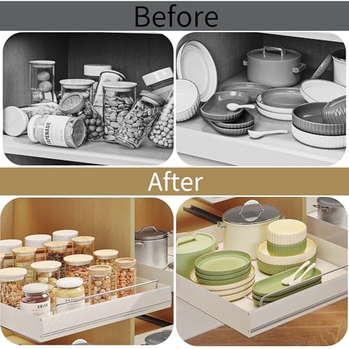 MINGLING 2 Pack Pull Out Cabinet Organizer, Stainless Steel White - Image 7