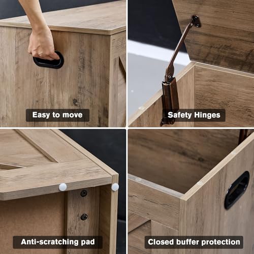 47.2” Storage Bench,Extra Large Wooden Storage Chest - Image 5