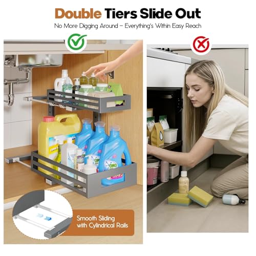 2-Pack Under Sink Organizers and Storage,2-Tier L Shape - Image 4