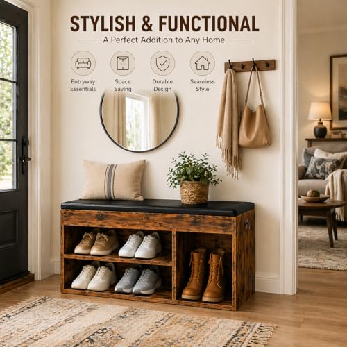 HOOBRO Shoe Storage Bench with Cushion, 32.3" Entryway Bench - Image 5