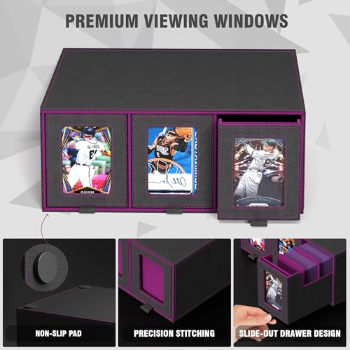 3-Drawer Trading Card Storage Box Holds 2500+ Cards (Purple) - Image 7
