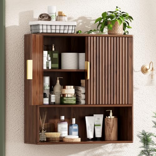 Walnut Bathroom Wall Storage Cabinet, Over the Toilet - Image 6