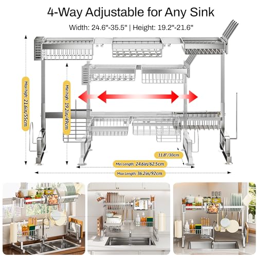ADBIU Luxurious 304 Stainless Steel Over Sink Dish Drying Rack - Image 3