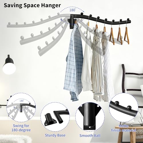 2pcs Swing Clothes Hanger Rack,Wall Mounted Clothes Rack - Image 6