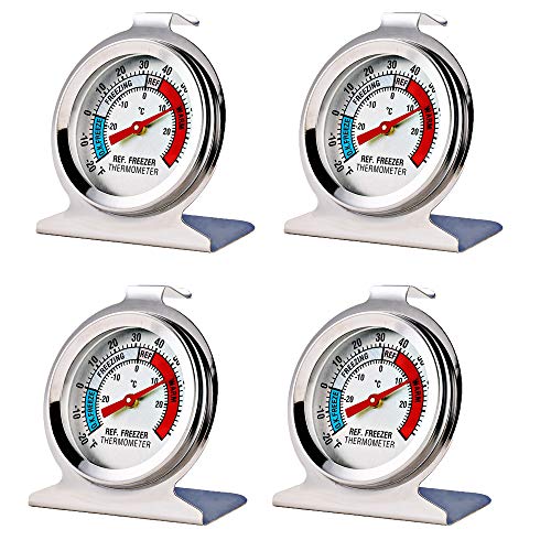 4 Pack Refrigerator Freezer Thermometer Large Dial Analog - Image 1
