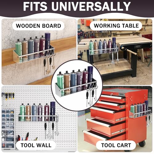 Silver Aluminum Wall Mount Spray Can Storage Rack - Image 4