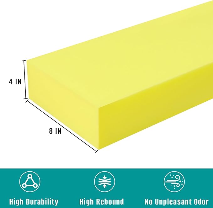 Bed Gap Filler, High Density Foam Mattress Extender for Headboard/Wall Gaps,2-Meter Extra Long Cut-to-Fit Yellow Foam Sponge Strip (78''x8''x4'')