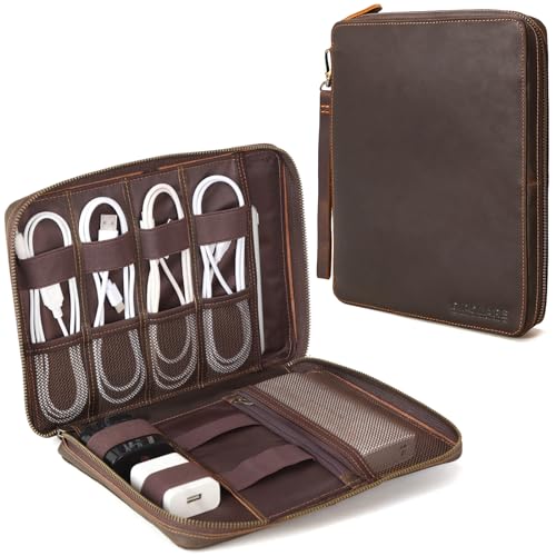 Polare Full Grain Leather Travel Cable Organizer Case Electronics - Image 2