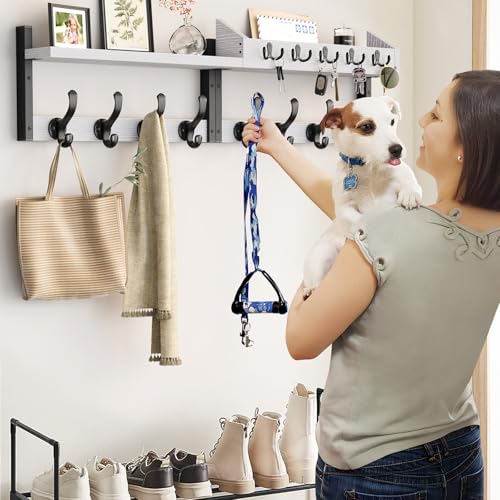 Evermagin 35" Coat Rack Wall Mount with Shelf for Entryway, White - Image 5