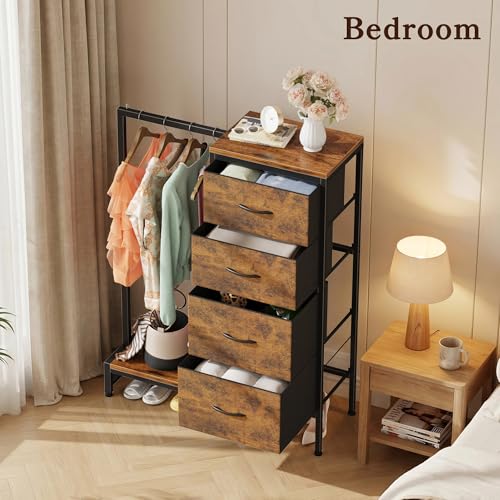 HIGDBFE Tall Dresser 44''H with Hanging Rack, 4 Draw | All Products - Image 7