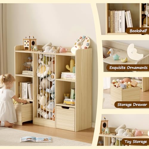 Toy Storage Organizer with Stuffed Animal Storage, Solid Pine - Image 5