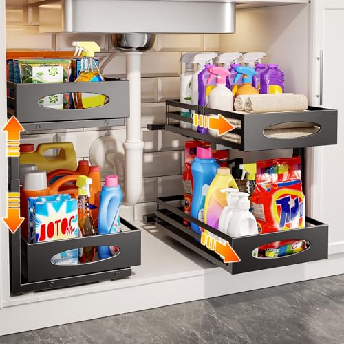 mixeshop Under Sink Organizer, 2 Tier Under Sink Organizers - Image 2