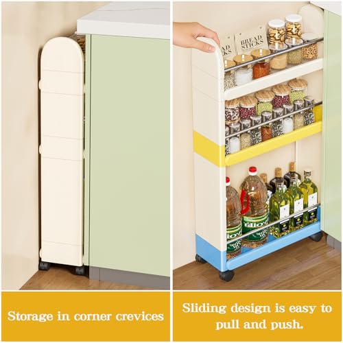 MiaLi 3 Tier Slim Storage Cart with Wheels, 1 PCS White Utility - Image 5