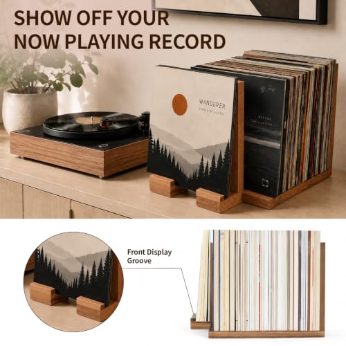 Vinyl Record Stand With Now Playing Display, Adjustable Solid - Image 6