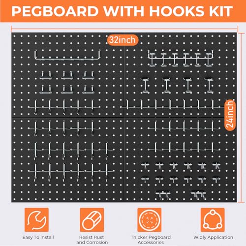 INCLY 70PCS Pegboard Wall Organizer Kit with Metal Panels - Image 7